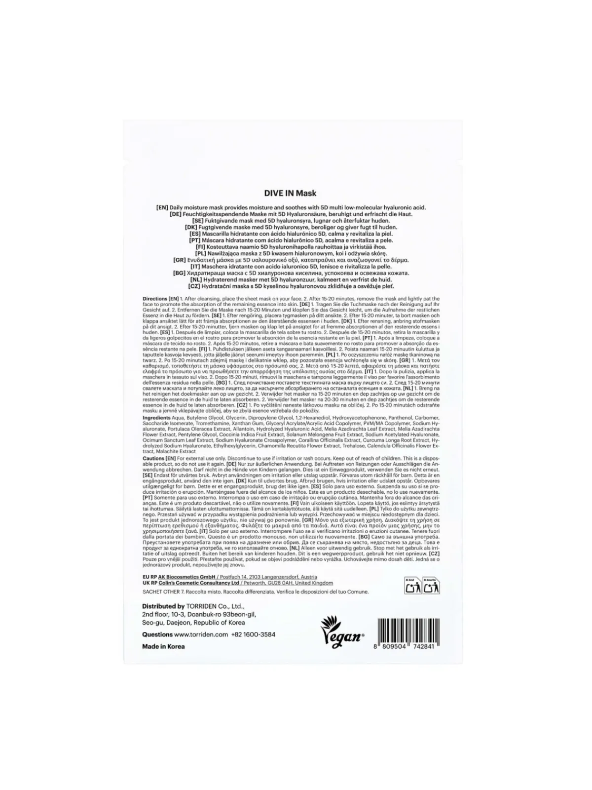 Torriden Exfoliante Facial|Rutina De Día|DIVE-IN Hyaluronic Acid Multi Pad